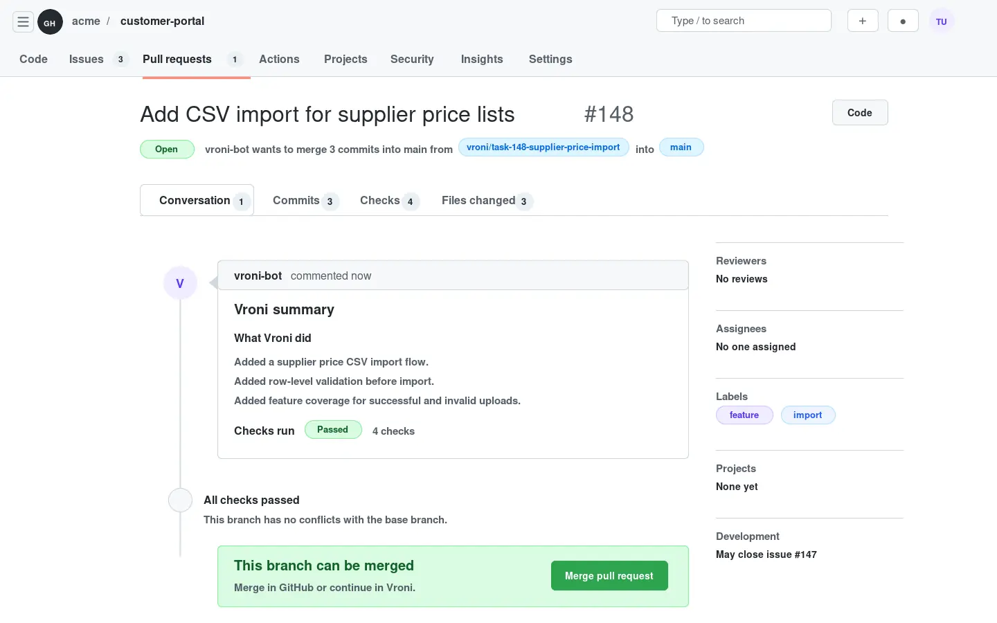 Von Vroni geöffneter GitHub Pull Request